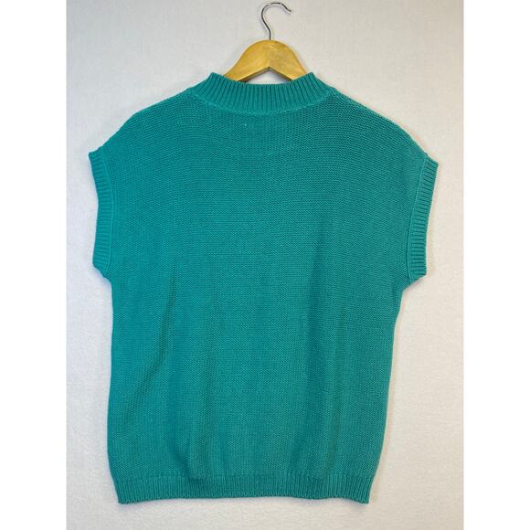 Vintage Native American 80s/90s Teal Cable Knit Sweater Vest Top Made In The USA - Picture 8 of 8